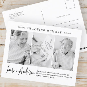In Loving Memory Gedenkstätte Modern Einfach 3 Fot Postkarte