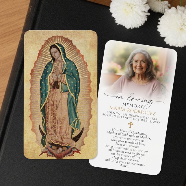 In Loving Memory Guadalupe Photo Prayer Card (Von Creator hochgeladen)