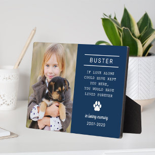 In Loving Memory Hunde Foto Navy Blau Fotoplatte