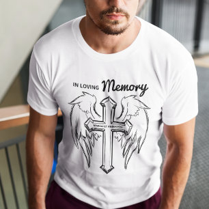 In Loving Memory Kreuz und Engelsflügel Gedenk T-Shirt
