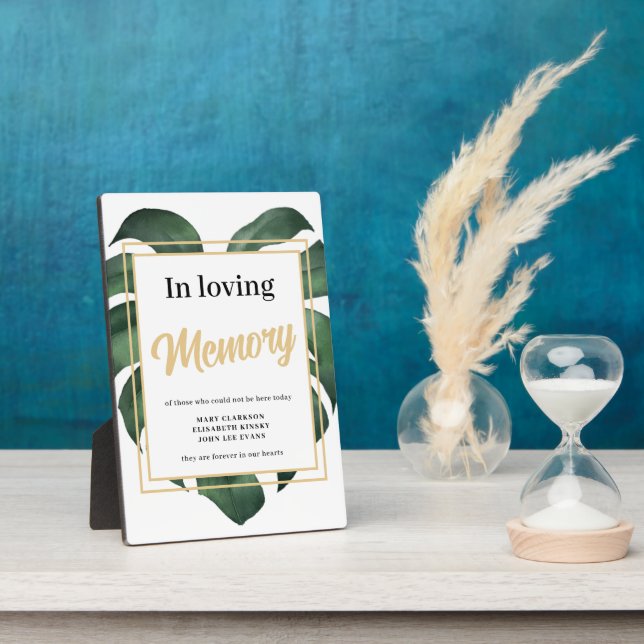 In loving memory Leaf wedding sign Tabletop Plaque Fotoplatte (Seite)