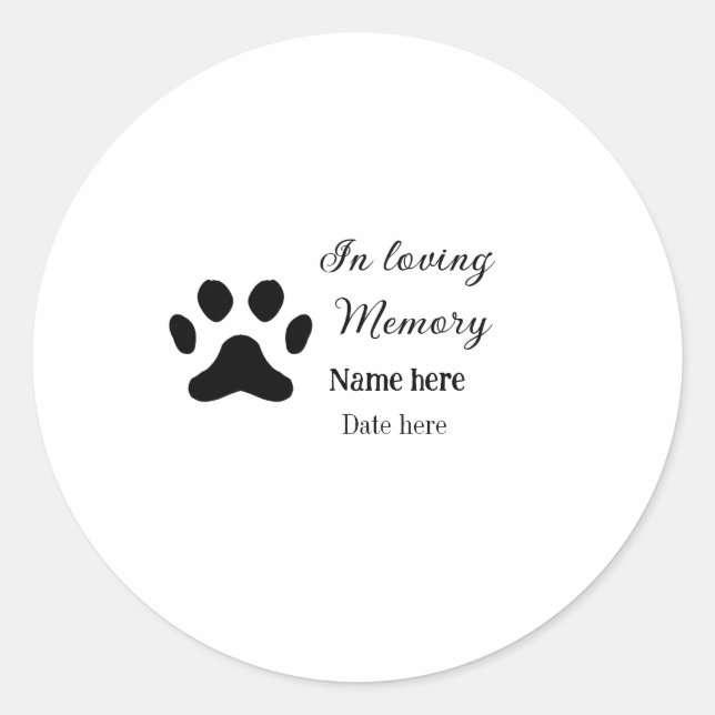 In loving memory memorial keepsake add pet name runder aufkleber (Vorderseite)