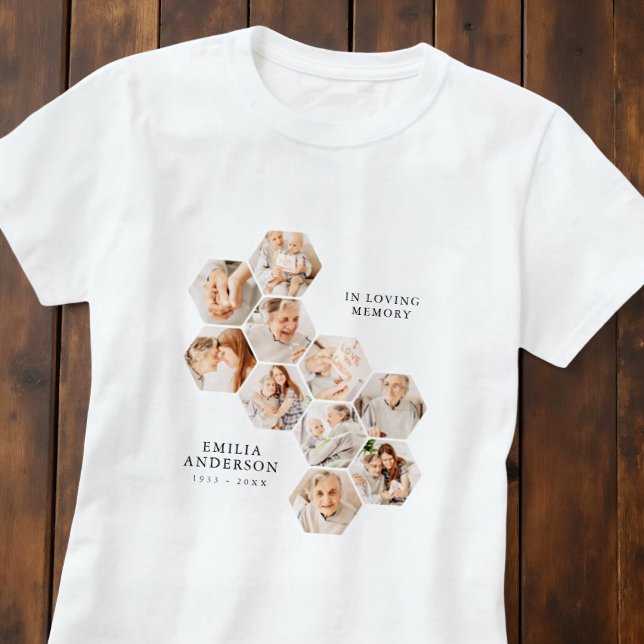 In Loving Memory Memorial Moderne 10 Fotos T-Shirt (Von Creator hochgeladen)