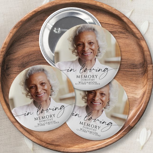 In Loving Memory Memorial Photo Personalized Button (Von Creator hochgeladen)