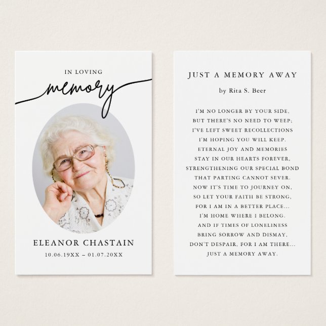 In Loving Memory Minimalist Photo Sympathy Cards (Vorne & Hinten)