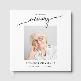 In Loving Memory Minimalistische Foto-Trauerkarte Gästebuch
