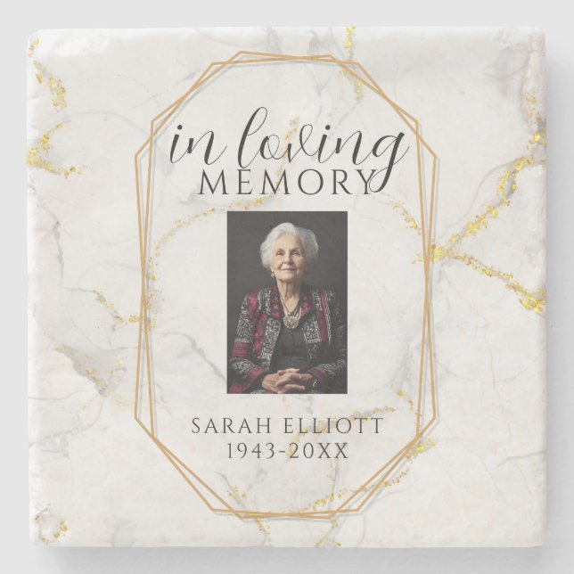 In Loving Memory mit Foto | Marmor  Steinuntersetzer (Vorderseite)