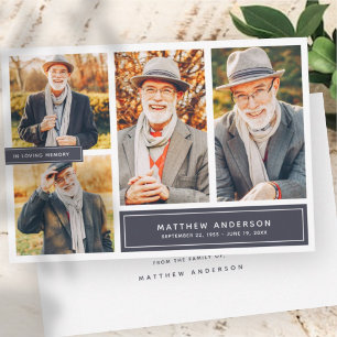 In Loving Memory Modern Color Four Photos Dankeskarte