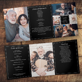 In Loving Memory Moderne 6-Foto-Bestattungs-/Geden Dreifach-gefaltete Programmkarte