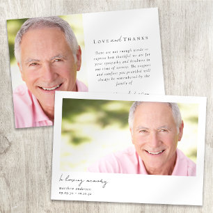 In Loving Memory Moderne Minimal Foto Trauerfall Dankeskarte