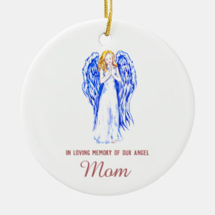 In Loving Memory of Mom Personalized Angel Keramik Ornament