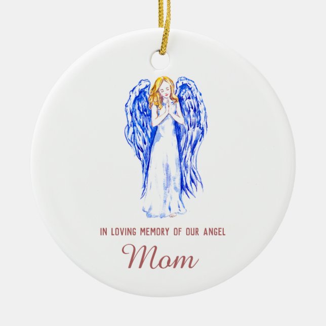 In Loving Memory of Mom Personalized Angel Keramik Ornament (Vorne)