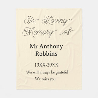 In Loving memory of name funeral memory keepsake Fleecedecke