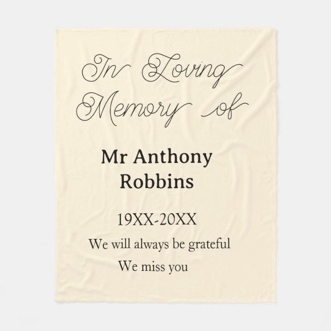 In Loving memory of name funeral memory keepsake Fleecedecke (Vorderseite)
