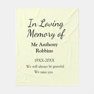 In Loving memory of name funeral memory keepsake Fleecedecke