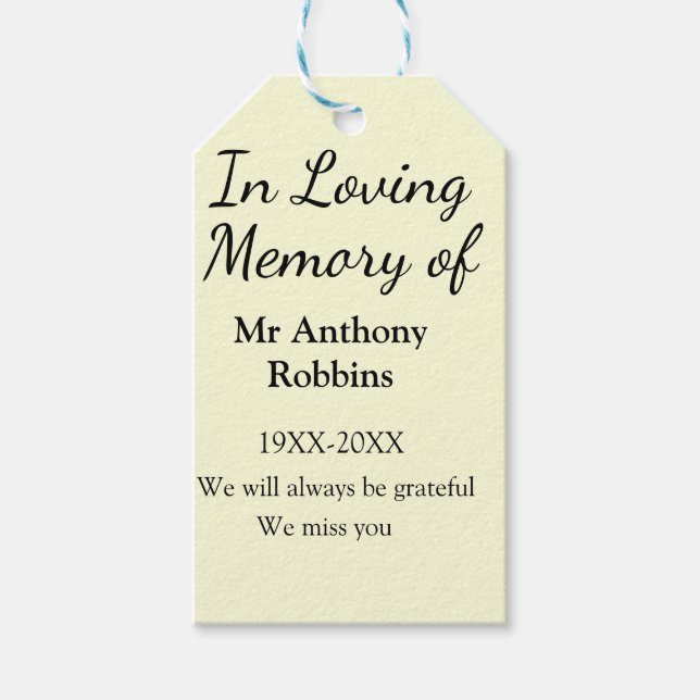 In Loving memory of name funeral memory keepsake Geschenkanhänger (Vorderseite)