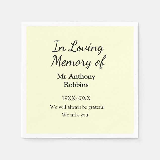 In Loving memory of name funeral memory keepsake Serviette (Vorderseite)
