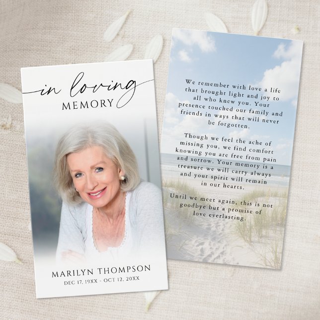 In Loving Memory Photo Beach Memorial Cards (Von Creator hochgeladen)