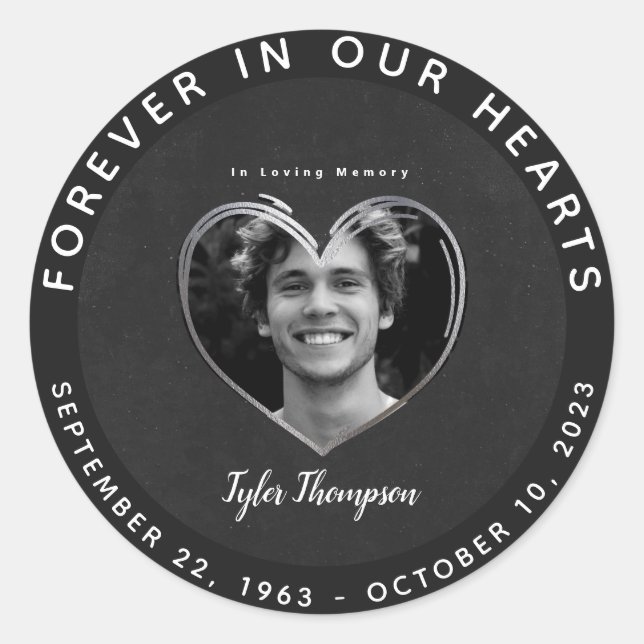 In Loving Memory Photo Classic Round Sticker (Vorderseite)