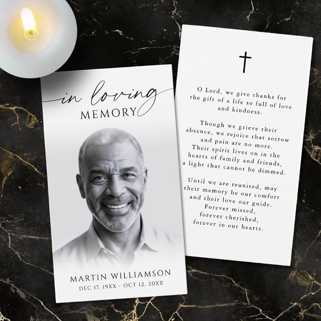 In Loving Memory Photo Cross Sympathy Prayer Card (Von Creator hochgeladen)