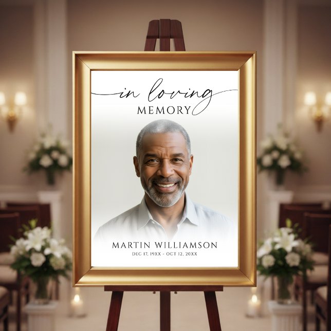 In Loving Memory Photo Modern Script Funeral Poster (Von Creator hochgeladen)
