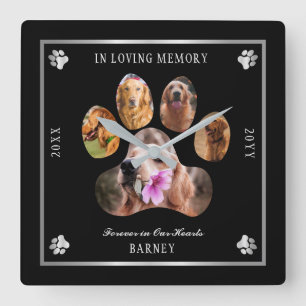 In Loving Memory Photo Pet Memorial - Black Silver Quadratische Wanduhr