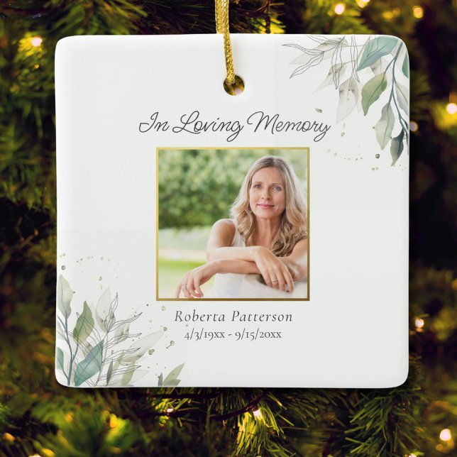In Loving Memory Pretty Botanicals Memorial Photo Keramikornament (Von Creator hochgeladen)