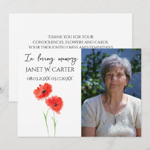 In Loving Memory Rote Mohnblumen Florale Beerdigun Einladung