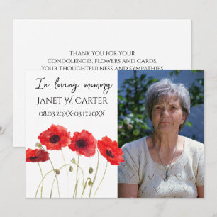 In Loving Memory Rote Mohnblumen Florale Beerdigun Einladung