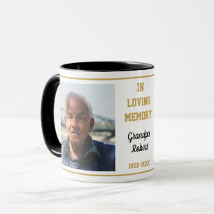 In Loving Memory Schwarz und Gold 2 Foto Andenken Tasse