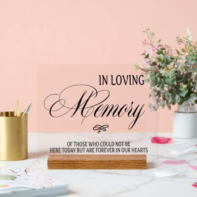 In Loving Memory sign Tabletop Plaque with Easel Acrylschild (Hochzeit)