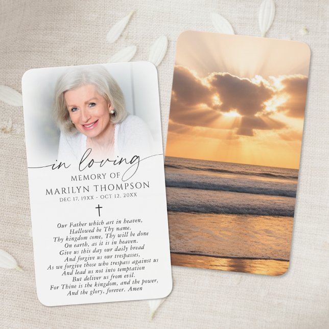 In Loving Memory Sunset Cross Funeral Prayer Card (Von Creator hochgeladen)