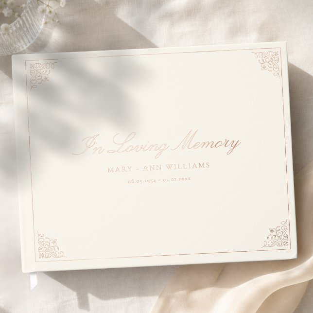 In Loving Memory Trauer Beige Gästebuch (In Loving Memory Funeral Beige Foil Guest Book)