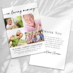 In Loving Memory   Vier-Foto-Collage-Beerdigung Dankeskarte