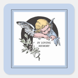 In Loving Memory Vintage Engel, Erinnerung auf Bla Quadratischer Aufkleber