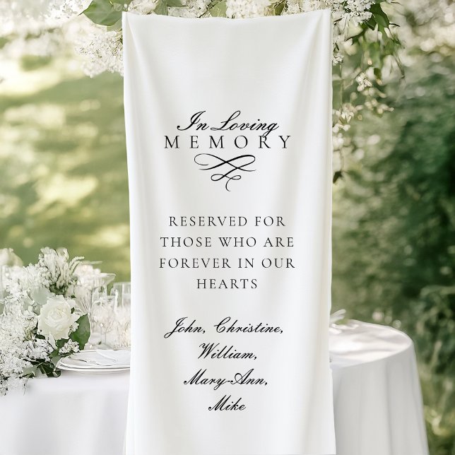 In Loving Memory! Weiße Hochzeitsgedenktafel Banner (In Loving Memory! White Wedding Memorial Banner with your Text)