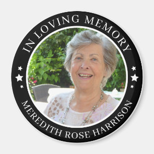 In Loving Memory Weiße Sterne Schwarzes Foto-Memor Magnet