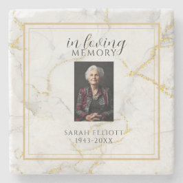 In Loving Memory with Photo | marble gold Steinuntersetzer
