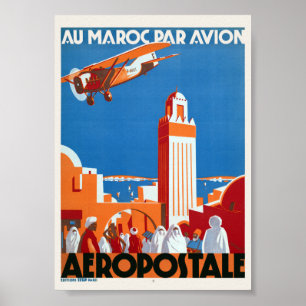 In Marokko mit dem Flugzeug Vintage Poster 1930