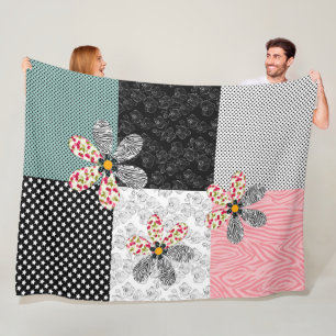 In mehrfarbigen Farben Patchwork rustikales Muster Fleecedecke