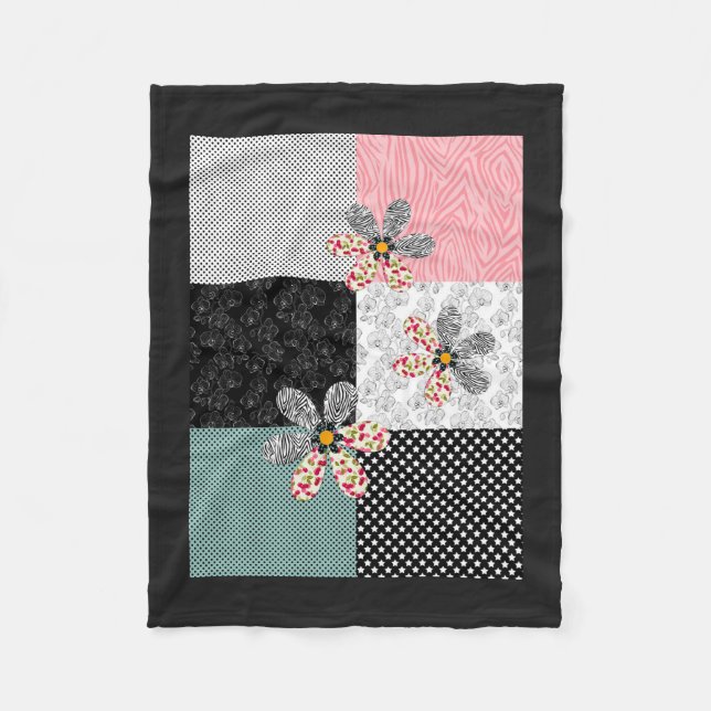 In mehrfarbigen Farben Patchwork rustikales Muster Fleecedecke (Vorderseite)