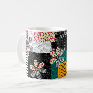 In mehrfarbigen Farben Patchwork rustikales Muster Kaffeetasse