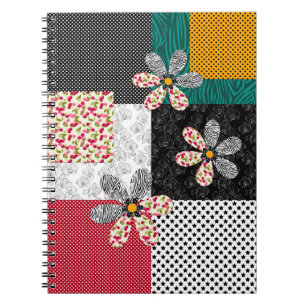 In mehrfarbigen Farben Patchwork rustikales Muster Notizblock