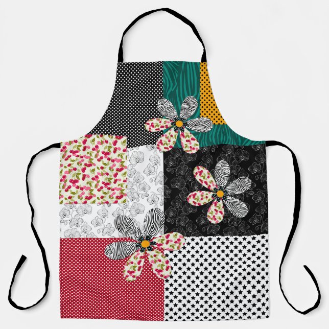 In mehrfarbigen Farben Patchwork rustikales Muster Schürze (Vorderseite)
