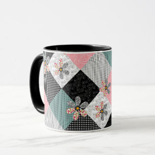 In mehrfarbigen Farben Patchwork rustikales Muster Tasse