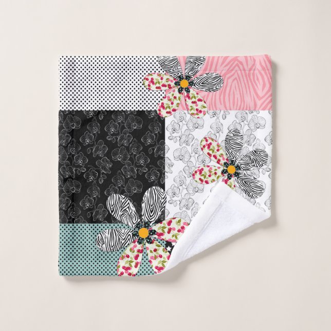 In mehrfarbigen Farben Patchwork rustikales Muster Waschlappen (Waschlappen)