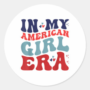 In meinem amerikanischen Mädchen Era Groovy Americ Runder Aufkleber