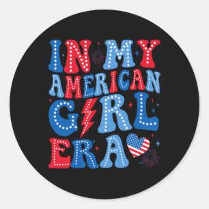 In meinem amerikanischen Mädchen Zeitalter Retro 4 Runder Aufkleber