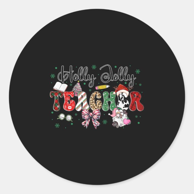 In meinem Holly Xmas Jolly Lehrer Era Lehrerin Vib Runder Aufkleber (Vorderseite)