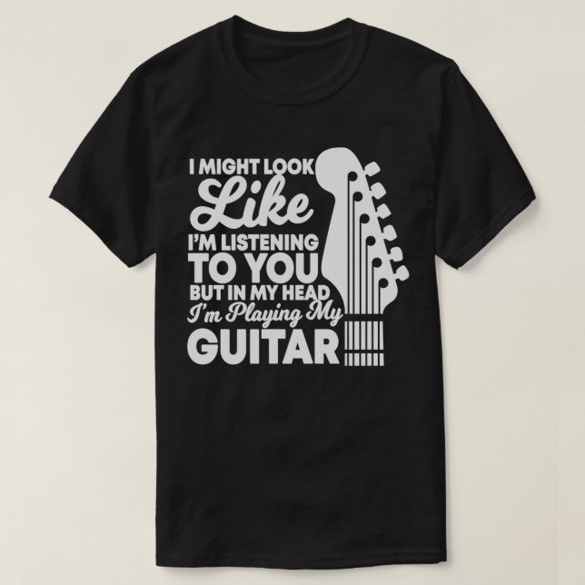 In meinem Kopf spiele ich Gitarre, Funny Guitarist T-Shirt (Design vorne)